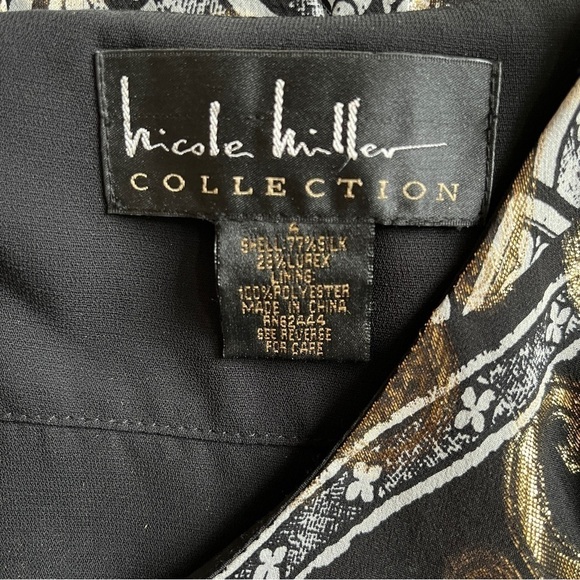 NICOLE MILLER Collection Silk and Lurex Metallic A Line Dress Size 4 - Picture 15 of 16